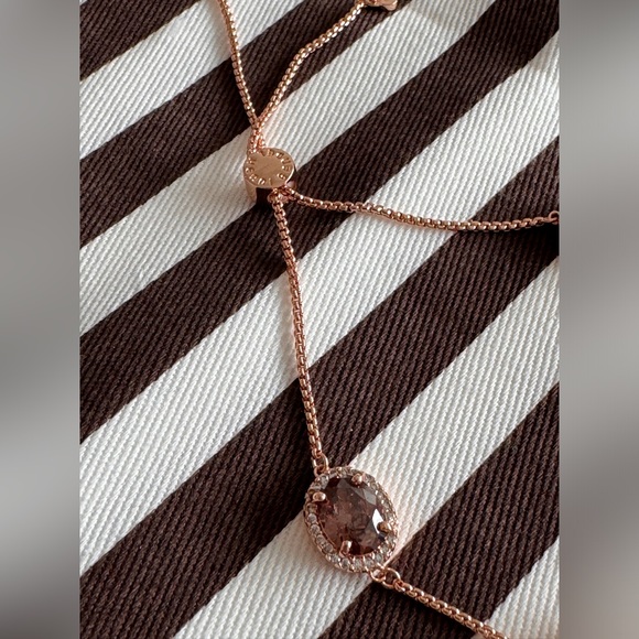 Henri Bendel Pave Link Slider Bracelet, brown stone with rose gold color. New! - Picture 2 of 6